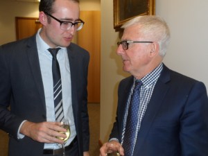 Karim Dickie talking with the Honourable Tim Groser, Minister of Trade and for Climate Change Issues